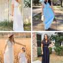 MEROKEETY Women's 2026 V Neck Short Sleeve Floral Lace Wedding Dress A Line Boho Bridesmaid Cocktail Party Maxi Dress (Blue, S)