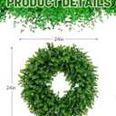 2Pcs 24" Artificial Boxwood Wreaths for Front Door, Aux Round Boxwood Wreath, All Season Indoor Outdoor Decoration for Windows, Porch, Wall, Wedding & Home Decor