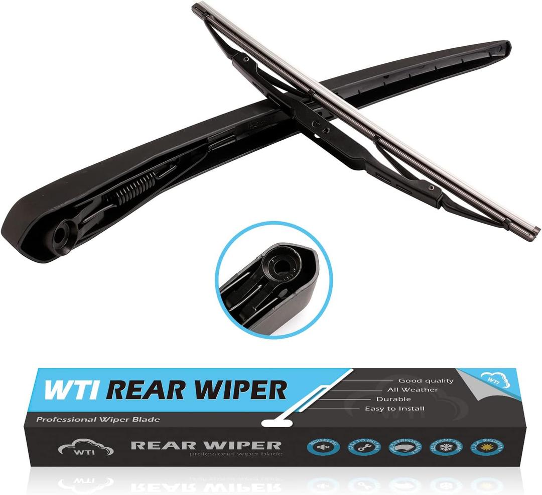 WTI Rear Wiper Arm Blade Set Compatible With Cadillac SRX 2010-2018 / Compatible With Cadillac CTS 2010-2014 Rear Windshield Window Wiper Kits Assembly New Replacement (With Steel Arm Plastic Cover)