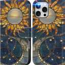 FUNMIKO for iPhone 16 Pro Max Wallet Case with Cash Clip + Card Holder | RFID-Blocking, Military-Grade Drop Protection & UV-Printed Artwork, Magnetic Closure with Leather Kickstand