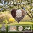 Handmade Fiber Bird Nesting Heart, Refillable Birds Haven 1 Heart Shape Hummingbird Nesting and 2 Bags of Nest Materials, Winter Fowl Gifts Animal Hummingbirds Lovers Home Garden Yard (1Set)