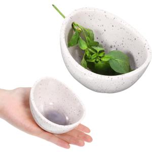 Herb Stripper, Herb Stripper Bowl, Small Ceramic Bowls, Handmade Different Round Hole Sizes Efficient Kitchen Tool for Separating Leaves and Stems,Salads & Cooking (White)