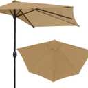 Hapivida Half Umbrella Outdoor Patio Shade, Outdoor Balcony Shade Replacement Canopy Cover Only for Balcony, Table, Deck (Khaki)
