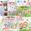 gisgfim Spring Window Clings Flower Window Spring Decoration Butterfly Floral Stickers Flower Decal Floral Glass Windows Decals for Summer Classroom Home Office Shop Display Decorations Party Supplies