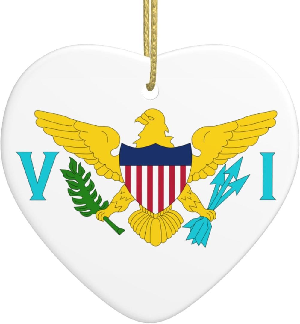 4 x Flag of Virgin Islands Christmas Ornaments Ceramics Hanging Christmas Tree Ornaments Christmas Decorations for Xmas Family Party Holiday Decorative