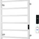 Electric Towel Rack with Voice Control for Alexa & Google Home,TUYA-Wall-Mounted Bathroom Heating Towel Warmer,Plug-in,26.77x20.47x4.39in,Stainless Steel Material,White,6 Bars