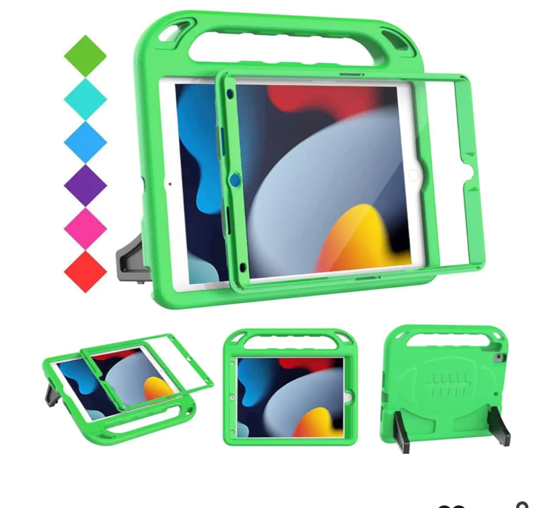 BMOUO Kids Case for iPad 9th/8th/7th Generation, with Built-in Screen Protector, Shockproof Handle Stand Kids iPad 10.2" Case 2021/2020/2019, Green