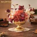 NUPTIO Gold Vases for Centerpieces Wedding: Hammered Brass Compote Vases for Small Flowers Arrangements - Metal Pedestal Bowl for Table Home Decor Set of 2