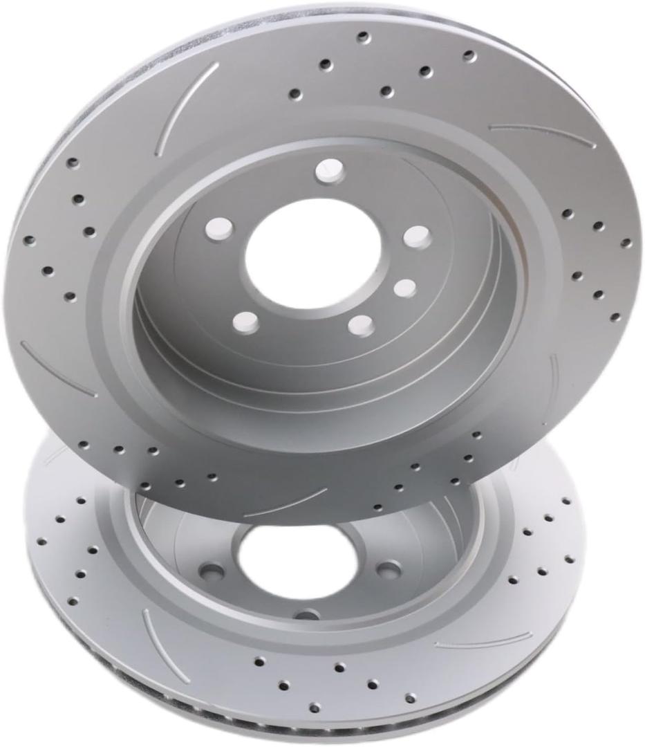 Rear Drilled and Slotted Brake Disc Brake Rotors 34272 13.78 inch / 350 mm Fit for LAND ROVER LR3 2005-2009, LR4 2010-2016, RANGE ROVER SPORT 2006-2013