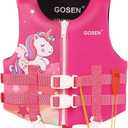 GOSEN Toddler Swim Vest Kids Floaties - Swim Jacket for 1-8 Years (24-80LBS) - Children Pool Float with Dual Adjustable Safety Straps, Swimming Aid for Boys and Girls (Medium, Pink Unicorn)