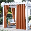 NICETOWN 2 Panels Outdoor Curtains Waterproof, Thermal Insulated Rustproof Grommet Blackout Indoor Outdoor Curtains Window Treatments for Cabana/Cottage, Mecca Red, W52 by L72