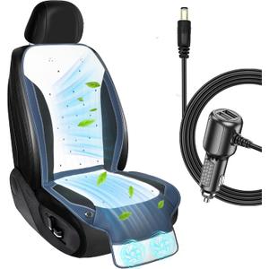 Cooling Car Seat Cover,12V AC Ventilated Front Seat Cushion with Auto Start Stop & Memory Function, Breathable Mesh Cooling Seat Pad for Driver Seat, Universal Fit for Cars SUV Truck,White,1 Pack