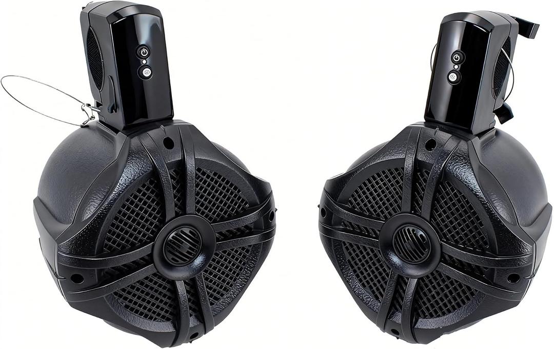 6.5 Marine Speakers Pair, 350W Bluetooth Rechargeable Boat & Wakeboard Tower Speakers, 2 Way Waterproof and Weather Resistant Outdoor Audio Stereo Sound System