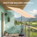 HOMSHADE 6x4ft Outdoor Balcony Umbrella - Flat Porch Pool Patio Umbrella Rectangular Canopy Shade UPF50+ UV Protection 360 Rotating & Tilting All Angles Applicable (Beige, No Base)