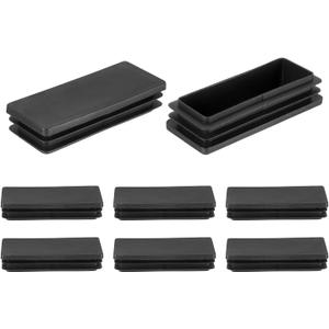 Uxcell 8 Pcs Rectangle Tubing End Caps 4 x 1 19/32 Inch Plastic Hole Plugs Insert End Cap for Metal Tubing Post Chair Leg Table Bookshelves Furniture, Black