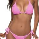 Women Two Piece Swimsuit Sexy Swimwear Halter String Triangle Bikini Sets, Large 