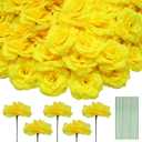 50 Pcs Rose Flower Head, Artificial Flowers Bulk for DIY Crafts, 3in Fake Rose Silk Flower Head wit Stem, Faux Flowers for Decoration, Wedding Home Party Decor Garland Decor (50, Yellow)