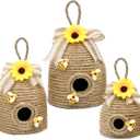 Bee Hive Decor 3 Pack Farmhouse Bee Decorations, Rustic Bee Themed Home Decor, Spring Summer Bee Home Decor for Kitchen, Living Room, and Shelves, Sunflowers Decorations