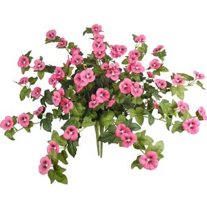 2 Pcs Artificial Fake Flowers for Outdoors Plants Spring Decoration UV Resistant Faux Pansies Greenery Silk Impatiens Flowers for Outside Patio Outdoor Planters Front Porch Window Rose Red