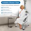 Shower Chair for Elderly & Disabled, Folding Shower Chair Seat with Arm and Back, Inside Shower Chair, Foldable Bathroom Chairs for Sitting, Portable for Travel - Collapsible, Compact & Comfortable