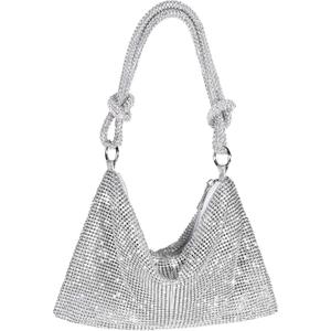 Rhinestone Purse Sparkly Evening bag Silver Clutch Purses for Women Evening, Cross Body Handbags for Party Prom Club Wedding