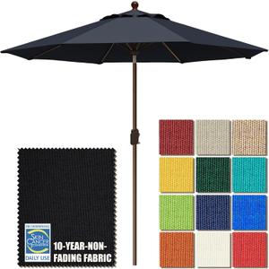 EliteShade USA 10-Year-Non-Fading 9Ft Market Patio Umbrella, UPF 50+ UV Protection Performance Sun Umbrella, Heavy Duty Commercial Grade Outdoor Table Umbrella with Crank & Tilt, Windproof Vented Top for Garden, Pool, Deck and Outdoor Playsets, Black