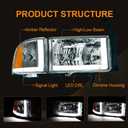 LED DRL Headlight Assembly, Headlights Kit Compatible with 1994-2001 Dodge Ram 1500/1994-2002 Ram 2500 3500(DON'T Fit SPORT Models or Ram VAN Models) Headlamp Chrome Housing Amber Reflector
