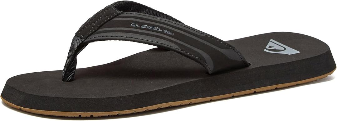 Quiksilver Monkey Wrench Flip Flops for Men, Arch Support Athletic Mens Sandals, Size 6 to 15 Thong Mens Slides (11, Black/Brown)