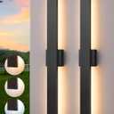 EDISHINE 31in LED Outdoor Wall Lights, 3CCT & 10%-100% Dimmable, IP65 Waterproof, Modern Exterior Lighting Fixtures, Long Exterior Wall Lights for Garage, Front Door, 2 Pack, Black, 31.5 in