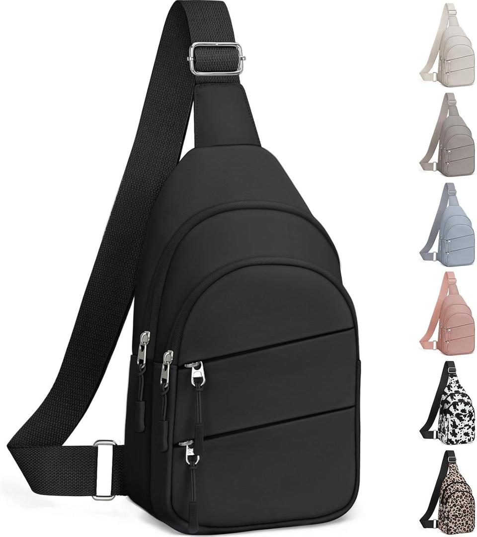 Tuwubi Crossbody Bags for Women, Sling Bag for Men, Small Hiking Backpack Anti Theft Lightweight for Outdoors Travel (M, Black)