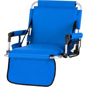GREEN PARTY Stadium Seat for Bleachers Portable Outdoor Floor Folding Stadium Chair with Armrest, Back Support, Cup Holder, Mesh Bag and Hide Hooks (Blue) GREEN PARTY Stadium Seat for Bleachers Portable Outdoor Floor Folding Stadium Chair with Armrest, Back Support, Cup Holder, Mesh Bag and Hide Hooks (Blue)