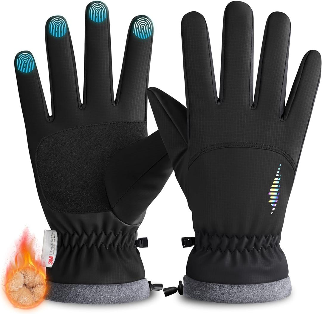 rivmount Kids Ski Gloves Touchscreen Waterproof Warm for Boy Girl Youth Outdoor Skiing Cycling Snow Winter (L(8-10Y), Black)