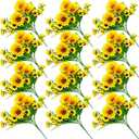 ZEYGLXC 12 Pack Artificial Sunflowers Bouquets with Stems for Wedding Home Kitchen Table Birthday Decor Indoor Outdoor, Faux Sunflowers with 4 Big Sunflowers Heads 9 Small Sunflowers Heads
