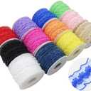 JESEP YONG 120 Yards Elastic Ruffle Ribbon for Sewing Assortment Organza Lace Trim 3/4 inch Stretch Crochet Craft Lace Trim Band Clothing and Garment for DIY Headband-Clothes-Bonnets-Hat