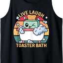 Toaster Bath Funny Retro Live Laugh Toaster Bath Tank Top (Small, Black)