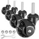 2 in Ball Caster Wheels - Threaded Stem Castors (Stem Diameter 3/8", Stem Length 1"),Heavy Duty 1200 LBS,Swivel Casters Set of 4,Replacement Wheels for Furniture,Cart, Chair, Cabinets,Coffee Table
