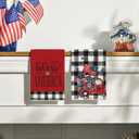Artoid Mode Buffalo Plaid USA Stars Patriotic 4th of July Kitchen Towels Dish Towels, 18x26 Inch Memorial Day Decoration Hand Towels Set of 4