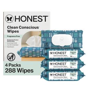 The Honest Company Hypoallergenic Multi-Use Baby Wipes for Sensitive Baby Skin, Balance Blues, 288 Count (72 Count (Pack of 4))