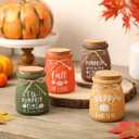 4 PCS Thanksgiving Tiered Tray Decor, Mini Color Small Jars as Fall Decorations, Decorative Containers for Autumn Home, Mini Mason Jars for Fall Table Centerpieces
