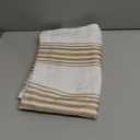 jinchan Linen Textured Valance Curtain Striped Kitchen Valance for Small Windows 16 Inch Light Filtering Vertical Stripe Modern Farmhouse Window Topper for Living Room Bathroom 1 Panel Taupe on White (52"W x 16"L (Pack of 1), Balanced Stripe | Taupe)