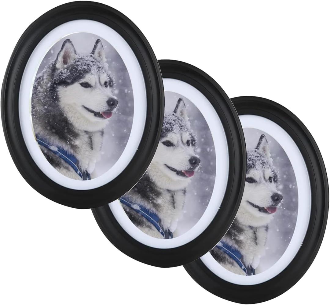 3 Pack Oval Picture Frame 5x7 Black Oval Photo Frames, 5 by 7 Wall Picture Frame Photo Frame for Home Decor, Photo Gallery