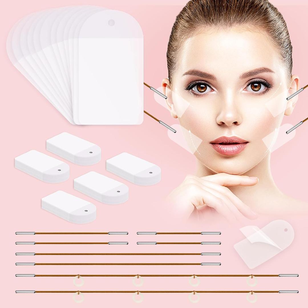 Neck Tape Lifting Invisible,Face Tape Lifting Invisible 140PCS Face Lift Tapes and Bands with 8 Strings Facelift Tape for Face,Neck Tape Lift Turkey for Sagging Skin Double Chin Jowls Eyes Wrinkles
