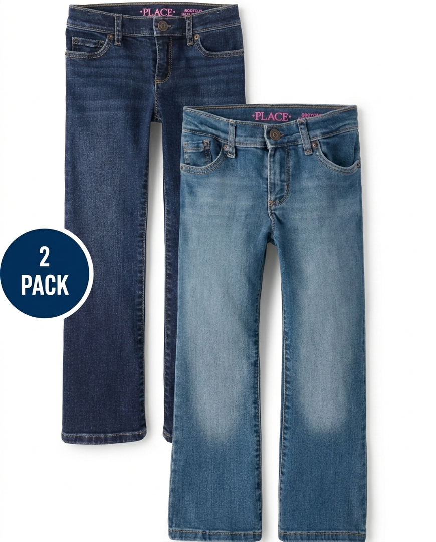 The Children's Place Girls' Bootcut Jeans 2pack, Size 10