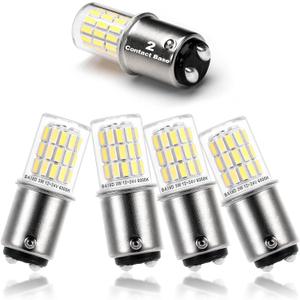 12V BA15D LED RV Camper Interior Light Bulbs,1076 1142 1176 S8 3W 6000K Daylight Bright White,Double Contact DC Bayonet Base,AC10-24V DC10-30V Low Voltage BA15D for Marine Boat Trailer Lights,5Pack