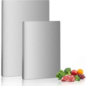 Stainless Steel Cutting Board Set with Lip, 2 Pack 16" & 24" Metal Chopping Boards for Kitchen Countertop, Non-Slip Food Prep Boards for Meat & Vegetables