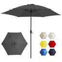 GREFORG 7.5FT Large Outdoor Patio Umbrella with Crank & Tilt - Durable Market Umbrella for Outdoor Patio with 6 Fiberglass Ribs for Poolside,Deck,Yard,Garden,Grey