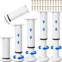 6 PCS Adjustable Furniture Couch Cabinet Legs 4.72-7.48 Inch, Heavy Duty Adjustable Height Replacement Legs for Dresser/Sofa/Bed/Chair, Legs for Furniture Set of 6 (White)