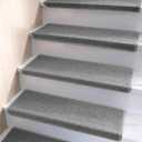 Bullnose Carpet Stair Treads, Non Slip Stair Treads for Wooden Steps Indoor, Stair Runner, Soft Stair Rugs, Edging Stair Protectors, Washable, 29.5"x9.5"x1.5" 14pcs, Grey
