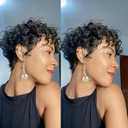 Short Curly Pixie Cut Wigs with Bangs Human Hair for Black Women Non Lace Full Machine Made Rose Net Cap Human Hair Pixie Wig Brazilian Virgin Glueless Bob Wig Human Hair Short Layered Wigs For Women