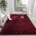 Pettop Fluffy Burgundy Rug for Bedroom Living Room, 4x6 Feet Super Soft Shaggy Plush Fuzzy Rugs for Girls Kids Boys, Non-Slip and Washable Rug for Nursery Classroom, Carpet for Rooms Decor